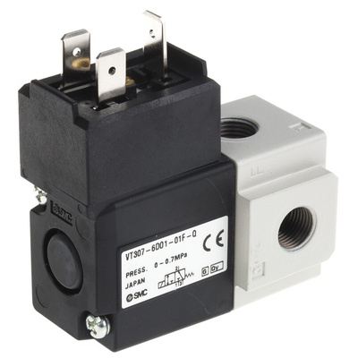 SMC 3/2 Pneumatic Solenoid Valve - Solenoid/Solenoid G 1/8 VT307 Series 12V dc