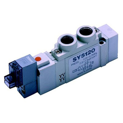 SMC 5/2 Pneumatic Solenoid Valve - Solenoid/Pilot G One-touch Fitting 6 mm SY5000 Series 24V dc