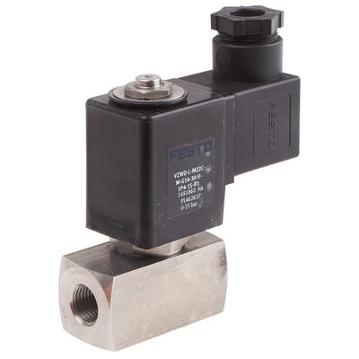 Festo 2/2 Pneumatic Solenoid Valve - Solenoid/Spring G 1/4 VZWD Series 24V dc, 1491860