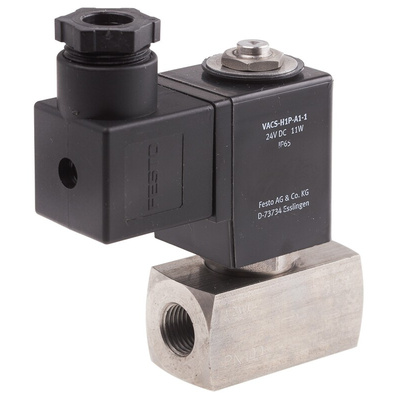 Festo 2/2 Pneumatic Solenoid Valve - Solenoid/Spring G 1/4 VZWD Series 24V dc, 1491860