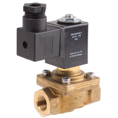 Festo 2/2 Solenoid Valve - Solenoid/Pilot G 3/8 VZWF Series 24V dc, 1492111