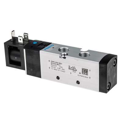 Festo 5/2 Solenoid Valve - Solenoid/Spring G 1/4 VUVS Series 24V dc, 8043218