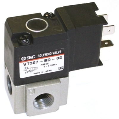 SMC 3/2 Pneumatic Solenoid Valve - Solenoid/Solenoid G 1/8 VT307 Series 24V dc