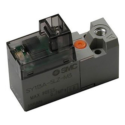 SMC 3/2 Pneumatic Solenoid Valve - Solenoid/Spring Metric M3 SY100 Series 24V dc