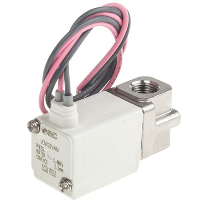 SMC 2/2 Pneumatic Solenoid Valve - Solenoid/Spring G 1/8 VDW Series 24V dc