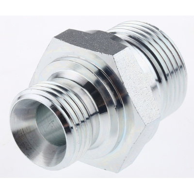 Parker Hydraulic Straight Threaded Adapter 12-8HMK4S, Connector A G 1/2 Male, Connector B G 3/4 Male