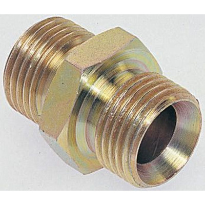 Parker Hydraulic Straight Threaded Adapter 16-12HMK4S, Connector A G 3/4 Male, Connector B G 1 Male