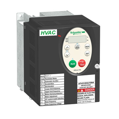 Schneider Electric Inverter Drive, 1.5 kW, 3 Phase, 480 V, 2.5 A, 3.2 A, ATV212 Series