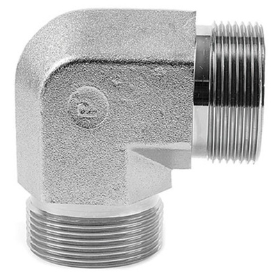 Parker Steel Zinc Plated Hydraulic Elbow Threaded Adapter, 4EMK4S, G 1/4 Male G 1/4 Male