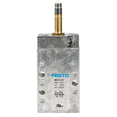 Festo 5/2 Pneumatic Solenoid Valve - Solenoid/Spring G 1/8 MFH Series 12 → 48V dc, 24 → 240V ac, 9982