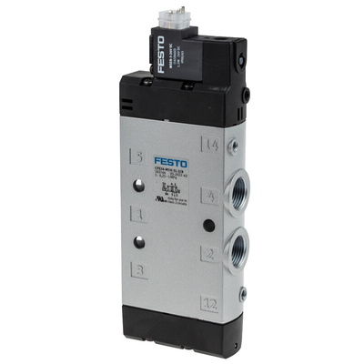 Festo 5/2 Solenoid Pilot Valve - Electrical G 3/8 CPE Series 24V dc, 163166