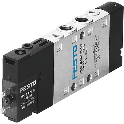 Festo 5/3 Solenoid Pilot Valve - Electrical G 1/8 CPE Series 24V dc, 196937
