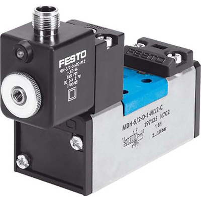 Festo 5/2 Monostable Pneumatic Solenoid/Pilot-Operated Control Valve - Electrical MDH Series, 197125