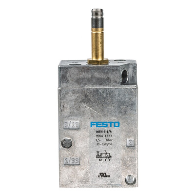 Festo 3/2 Pneumatic Solenoid Valve - Solenoid/Spring G 1/4 MFH Series 12 → 48V dc, 24 → 240V ac, 9964