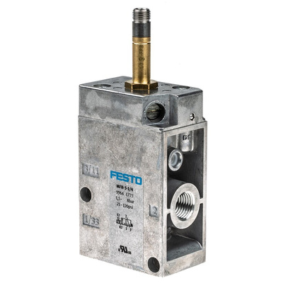 Festo 3/2 Pneumatic Solenoid Valve - Solenoid/Spring G 1/4 MFH Series 12 → 48V dc, 24 → 240V ac, 9964