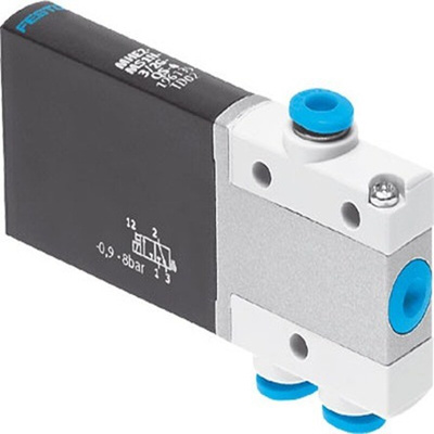 Festo 3/2, Monostable, Open Solenoid Valve - Electrical Push In 4 mm MHE2 Series 24V dc