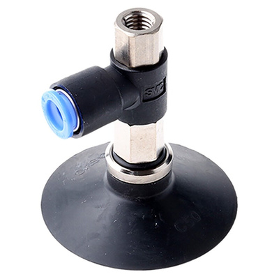 SMC 50mm Flat with Rib NBR Suction Cup ZPR50CN-08-B8, M8 x 1.25