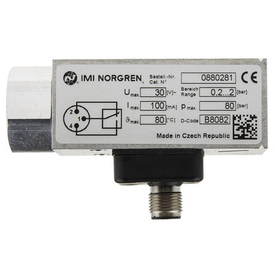 RS PRO Pressure Switch, M12 x 1 0.2bar to 2 bar