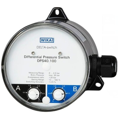 WIKA Pressure Switch, 2 x G 1/4 female 0bar to 1 bar