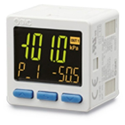 SMC PNP Open Collector 2 Outputs + Analogue Voltage Pressure Switch, R 1/8 0bar to -1.01 bar