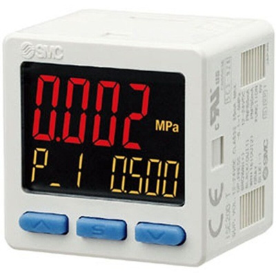 SMC PNP Open Collector 2 Outputs + Analogue Current Pressure Switch, R 1/8 -1bar to 10 bar
