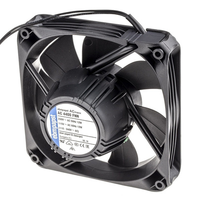 ebm-papst, 85 → 265 V ac, AC Axial Fan, 119 x 119 x 25mm, 205m³/h, 12W