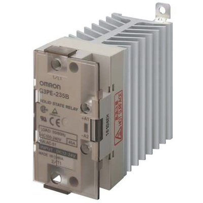 Omron 35 A 3P-NO Solid State Relay, Zero Crossing, DIN Rail, Phototriac Coupler, 264 V ac Maximum Load