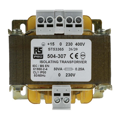 RS PRO 50VA 1 Output Chassis Mounting Transformer, 230V ac