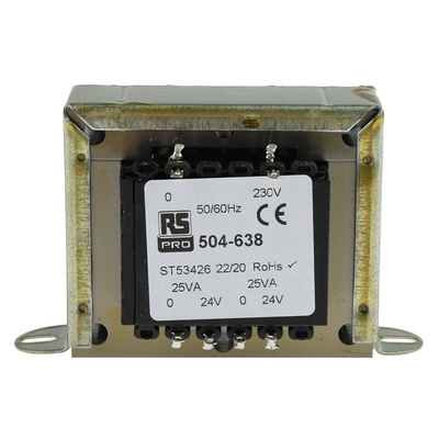 RS PRO 50VA 2 Output Chassis Mounting Transformer, 24V ac, IEC 61558-2-6
