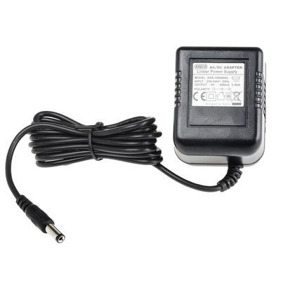 RS PRO 6W Plug-In AC/DC Adapter 9V dc Output, 600mA Output