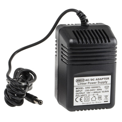 RS PRO 11W Plug-In AC/DC Adapter 18V dc Output, 600mA Output