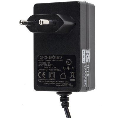 RS PRO 24W Plug-In AC/DC Adapter 24V dc Output, 1A Output