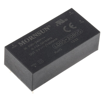 RS PRO Switching Power Supply, 5V dc, 1A, 5W, 1 Output, 110 → 370 V dc, 85 → 264 V ac Input Voltage