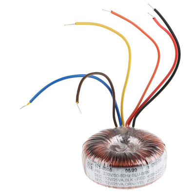 RS PRO 230V ac, 2 x 12V ac Toroidal Transformer, 50VA 2 Output