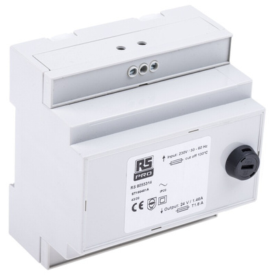 RS PRO 35VA DIN Rail Transformer, IEC 61558-2-6, 230V ac Primary, 24V ac Secondary