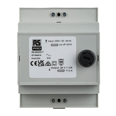 RS PRO 24VA DIN Rail Transformer, IEC 61558-2-6, 230V ac Primary, 24V ac Secondary