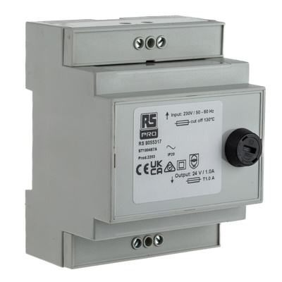 RS PRO 24VA DIN Rail Transformer, IEC 61558-2-6, 230V ac Primary, 24V ac Secondary