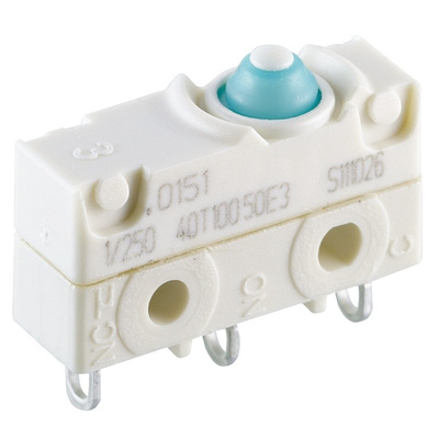 SPDT Button Microswitch, 1 A @ 250 V ac