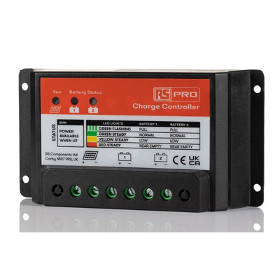 RS PRO 12 V, 24 V 10A Solar Charge Controller