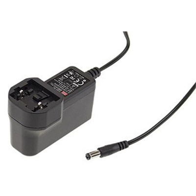 MEAN WELL 12W Plug-In AC/DC Adapter 5V dc Output, 2.4A Output