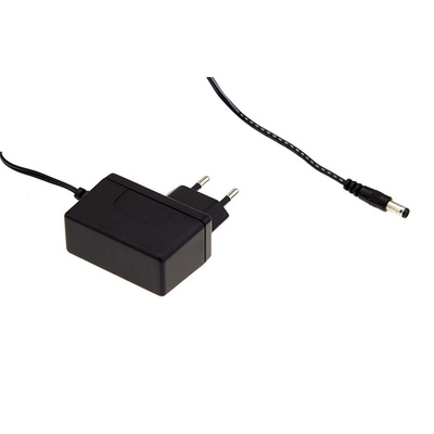 MEAN WELL 12W Plug-In AC/DC Adapter 5V dc Output, 2.4A Output