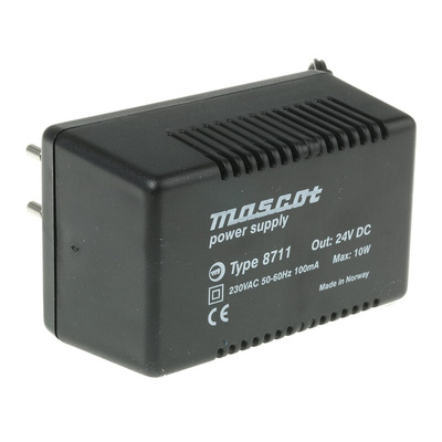 Mascot 10W Plug-In AC/DC Adapter 24V dc Output, 416mA Output