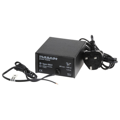 Mascot 12W Power Brick AC/DC Adapter 6 → 12V dc Output, 1 A, 600mA Output