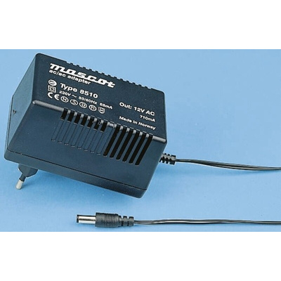 Mascot 15W Plug-In AC/DC Adapter 12V ac Output, 1.1A Output