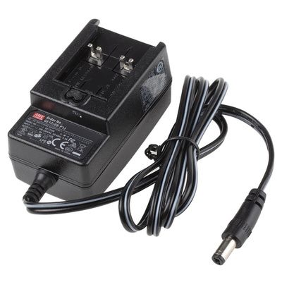 MEAN WELL 12W Plug-In AC/DC Adapter 9V dc Output, 1.33A Output