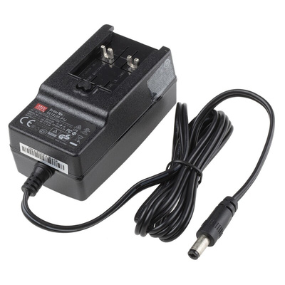 MEAN WELL 12W Plug-In AC/DC Adapter 5V dc Output, 2.4A Output