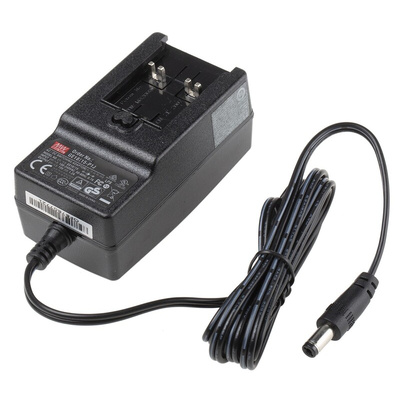 MEAN WELL 18W Plug-In AC/DC Adapter 15V dc Output, 1.2A Output