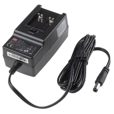 MEAN WELL 18W Plug-In AC/DC Adapter 18V dc Output, 1A Output
