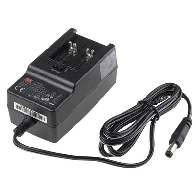 MEAN WELL 20W Plug-In AC/DC Adapter 9V dc Output, 2.22A Output