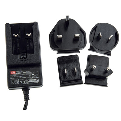 MEAN WELL 24W Plug-In AC/DC Adapter 18V dc Output, 1.33A Output